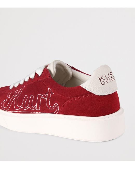 Kurt Geiger Red Suede Albion Retro Sneakers for men