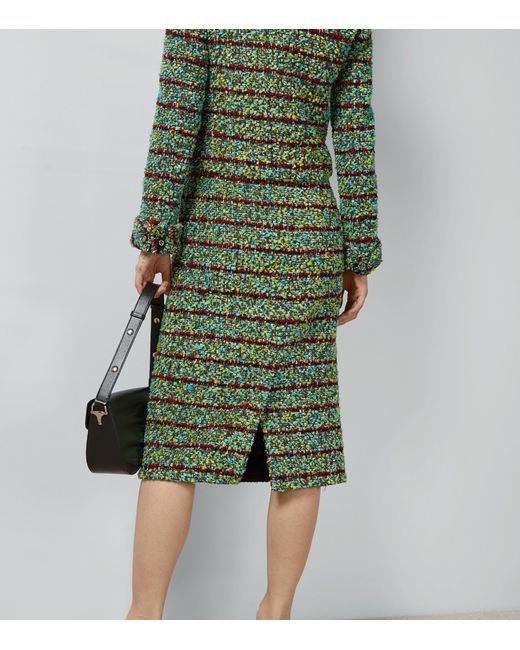 Gucci Green Tweed Multicoloured Skirt