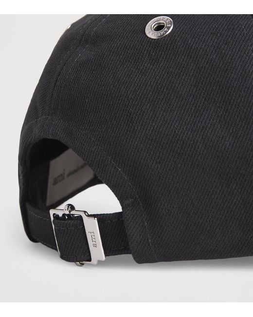 AMI Black Cotton Felt Patch Logo Cap for men