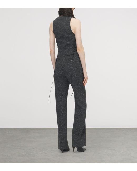 McQueen Black Wool Pinstripe Corset Waistcoat