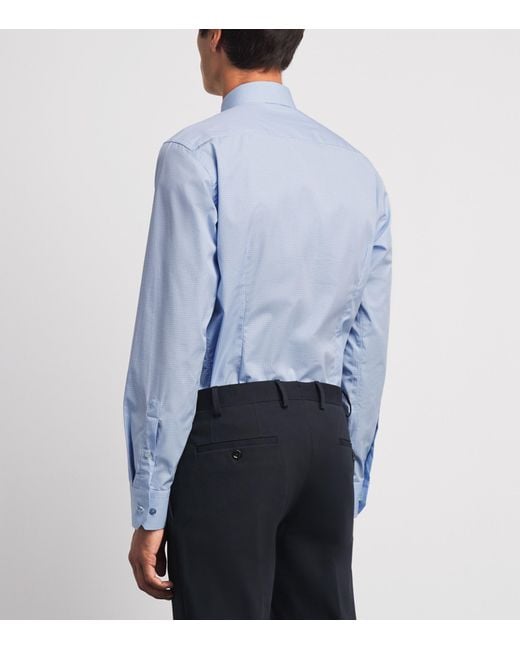 Eton of Sweden Blue Supima Cotton Check Slim Fit Shirt for men