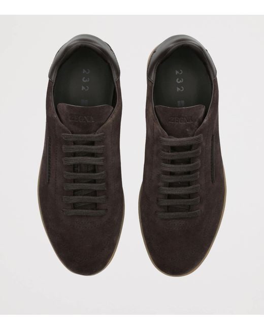 Zegna Brown Suede 232 Sneakers for men