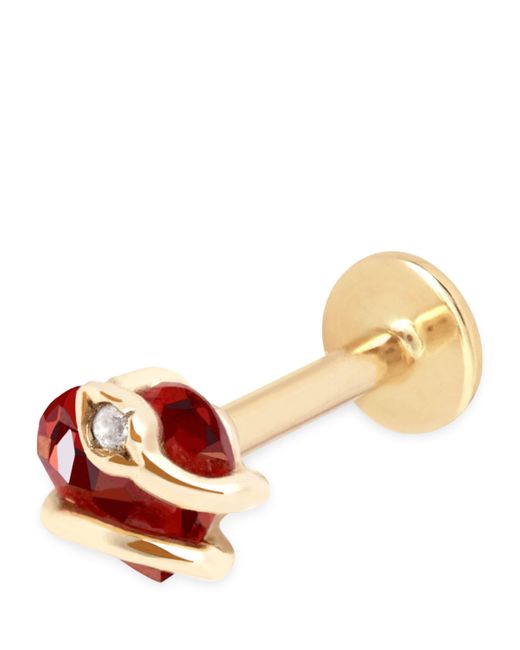 Astrid & Miyu Natural And Garnet Snake Stud Earring