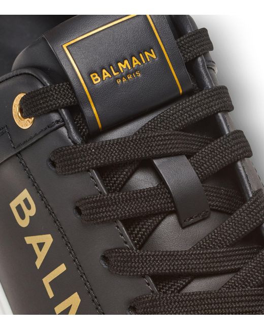 Balmain Brown Leather B-court Sneakers