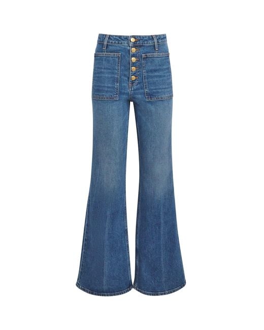 Ulla Johnson Blue The Lou High-Rise Flared Jeans