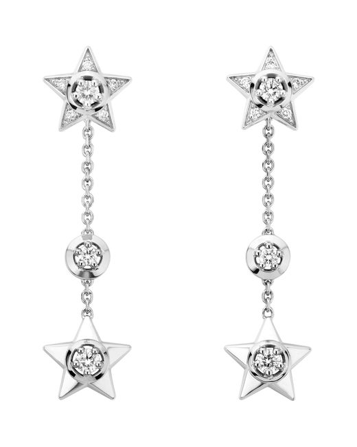 Chanel White And Diamond Comète 1932 Transformable Earrings