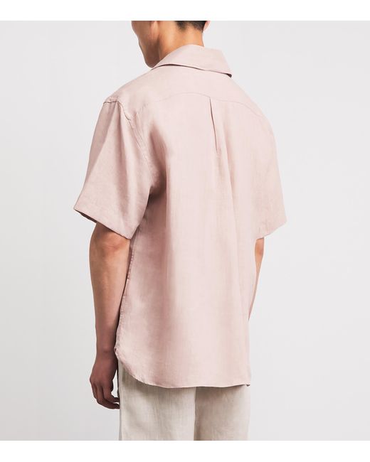 Eleventy Pink Linen Bowling Shirt for men
