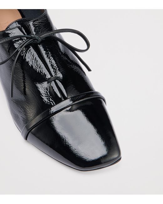 Malone Souliers Black Patent Leather Jean Lace-Up Flats