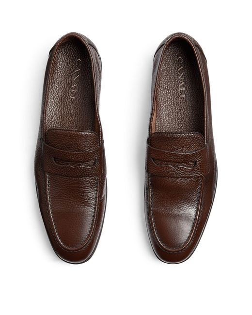 Canali Brown Leather Loafers for men