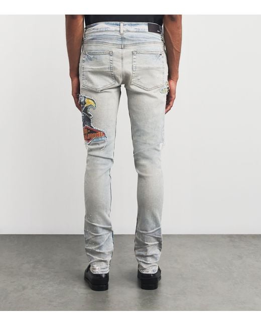 Amiri Blue Distressed Cement Thrasher Skinny Jeans for men