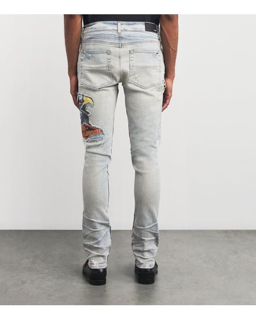 Amiri Blue Distressed Cement Thrasher Skinny Jeans for men