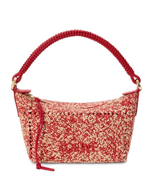 Loewe Red X Paula's Ibiza Raffia Cala Pouch