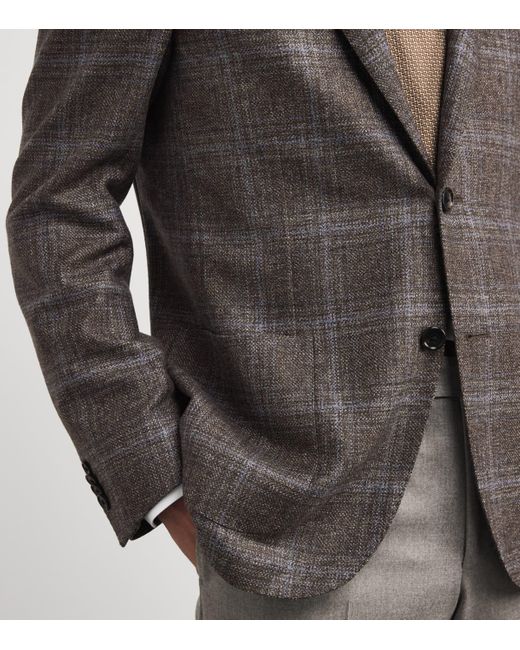 Corneliani Gray Virgin Wool Check Blazer for men