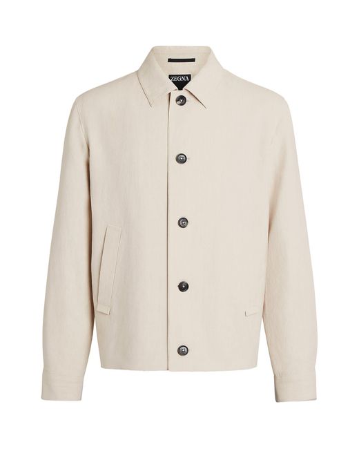 Zegna White Linen-wool Chore Jacket for men