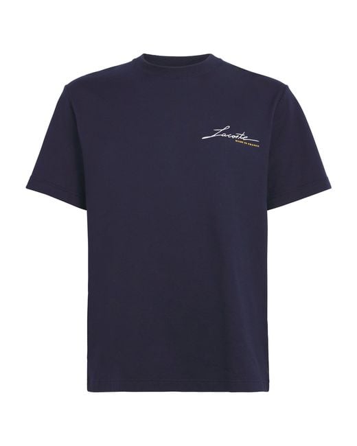 Lacoste Blue French Made Signature Embroidery T-Shirt for men