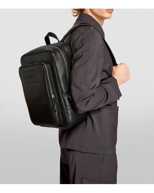 Emporio Armani Black Tumbled-Leather Backpack for men