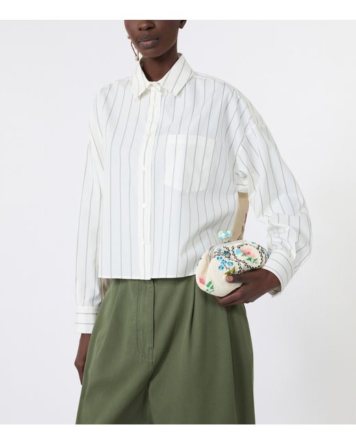 Weekend by Maxmara White Satin-Panel Stripe Shirt