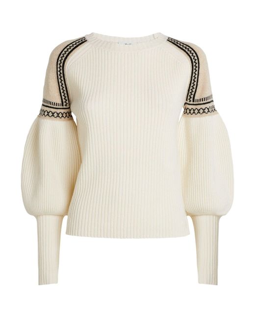 Max Mara Natural Wool-cashmere Ribbed Sweater