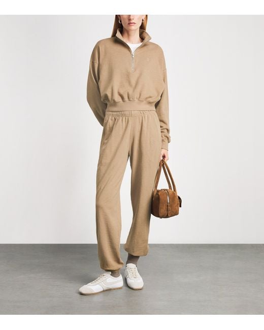 ÉTERNE Natural Cropped Half-Zip Sweatshirt
