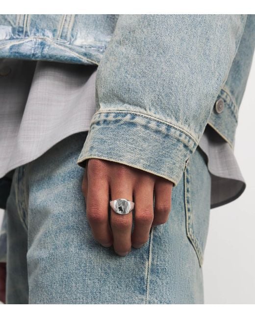 The Ouze Metallic Sterling And Sapphire Una Signet Ring for men