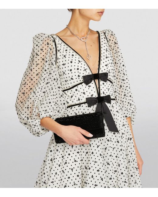 Judith Leiber Black Satin Crystal-Embellished Perry Clutch Bag