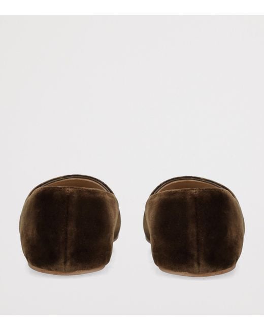 The Row Brown Ponti Velvet Slippers