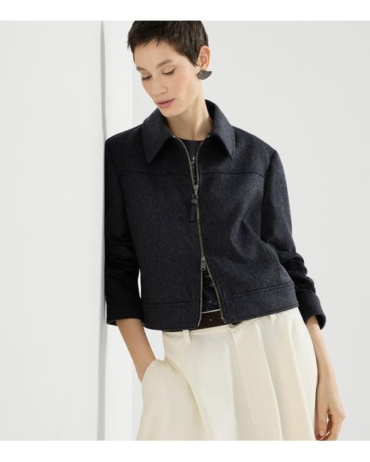 Brunello Cucinelli Black Wool Monili-Zipper Jacket