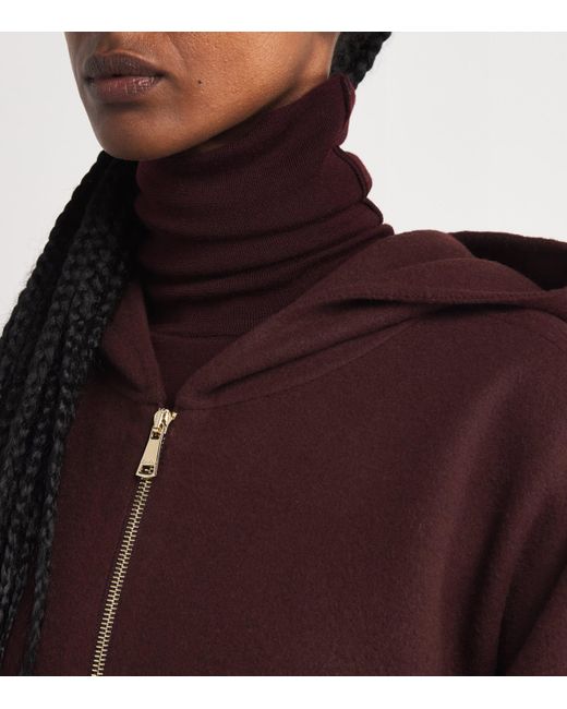 Max Mara Purple Wool-Blend Zip-Up Hoodie