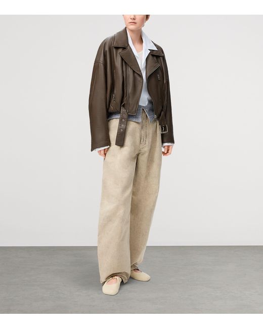 Loewe Brown Nappa Lambskin Biker Jacket