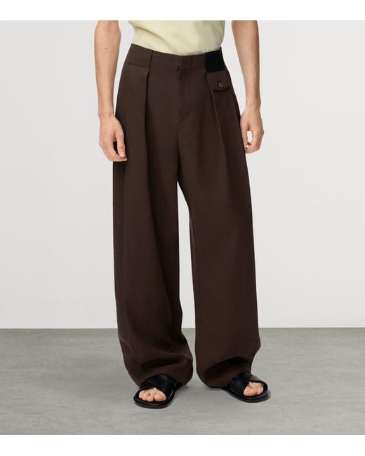 Loewe Brown X Paula's Ibiza Linen-Cotton Pleated Wide-Leg Trousers for men