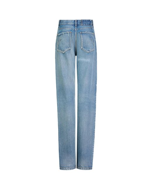Alaïa Blue Distressed Mid-Rise Straight Jeans