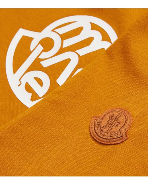 Moncler Orange Cotton Logo T-shirt for men