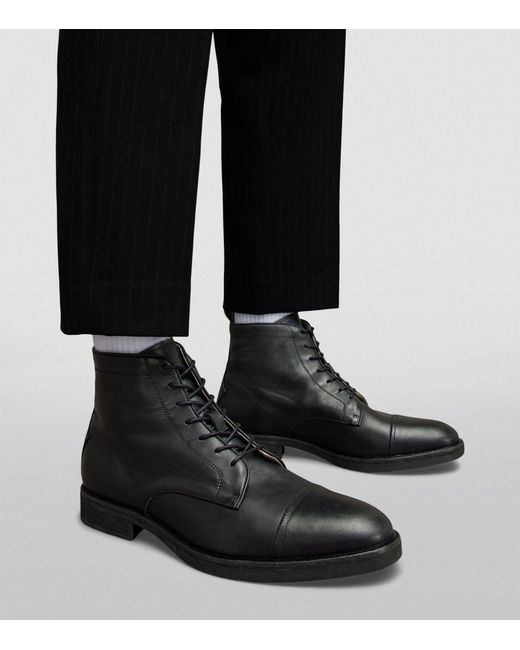 AllSaints Black Leather Drago Boots for men