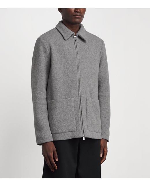 Barena Gray Wool-Blend Zip-Up Cardigan for men