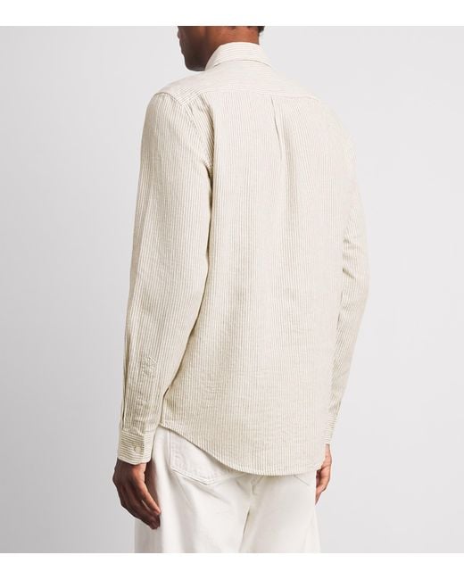 Samsøe & Samsøe White Linen-Organic Cotton Stripe Saliam Shirt for men