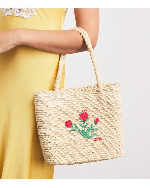 Rixo White Raffia Nilani Shoulder Bag