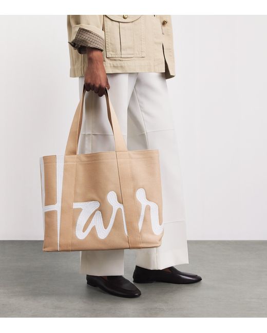 Harrods Natural Medium Logo Tote Bag