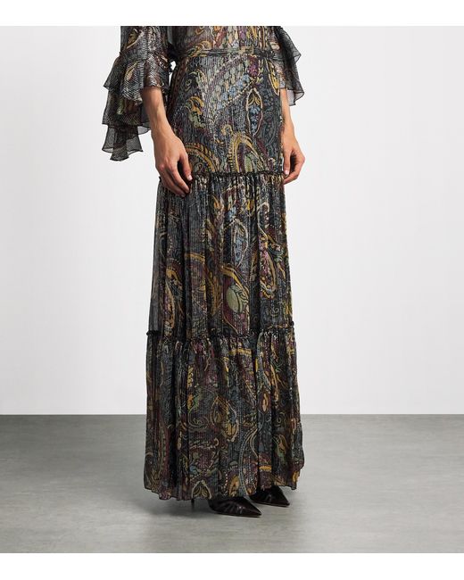 Etro Multicolor Silk-Blend Paisley Maxi Skirt