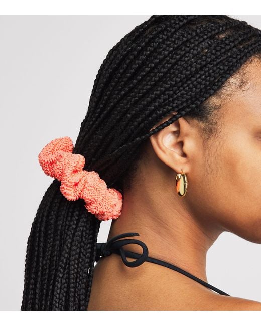 Hunza G Red Crinkle Scrunchie