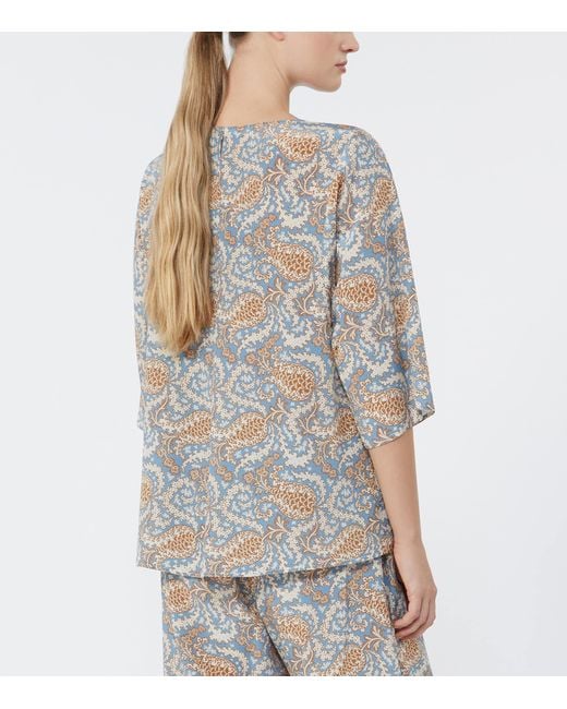 Weekend by Maxmara Blue Silk Paisley Blouse