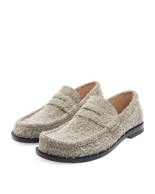 Loewe Gray Brushed Suede Campo Loafers