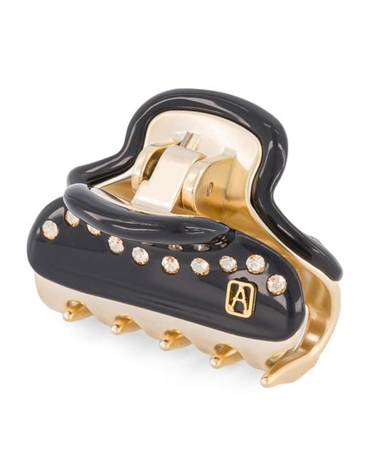 Alexandre De Paris Black Plated Crystal-Embellished Claw Hair Clip