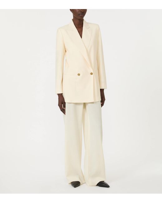 Max Mara White Virgin Wool Wide-Leg Trousers