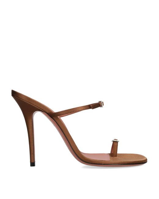 AMINA MUADDI Brown Satin Heeled Sandals 105