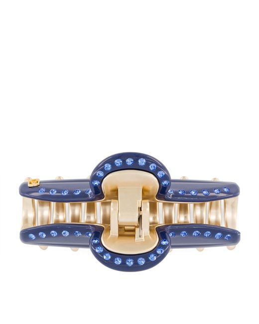 Alexandre De Paris Blue Plated Claw Hair Clip