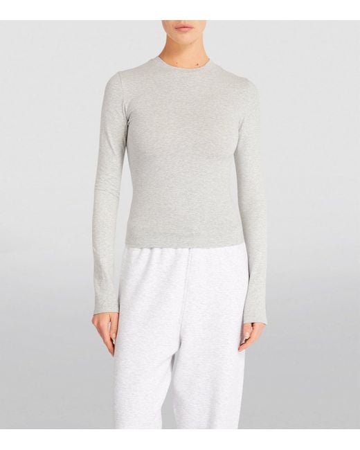 Skims Blue Cotton Jersey Long-Sleeve T-Shirt