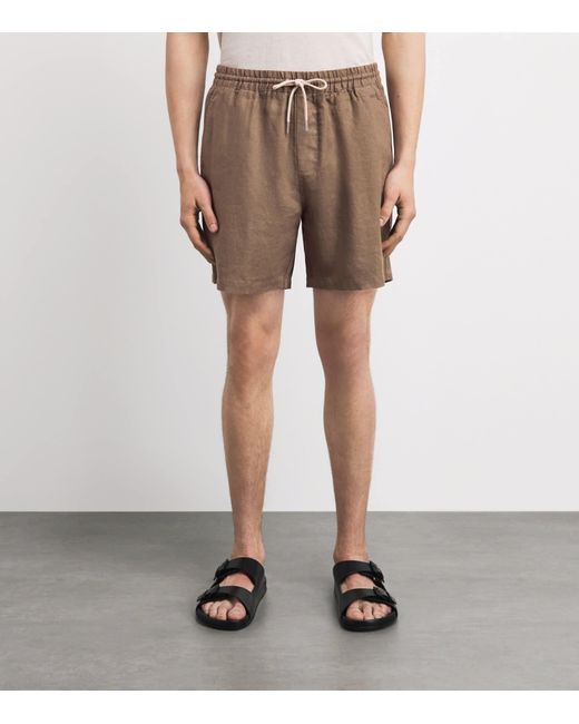 NN07 Brown Linen Drawstring Gregor Shorts for men