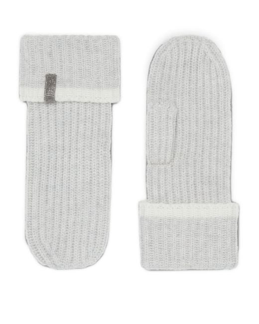 Brunello Cucinelli White Cashmere Mittens