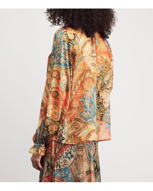 Etro Red Silk Chiffon Paisley Blouse