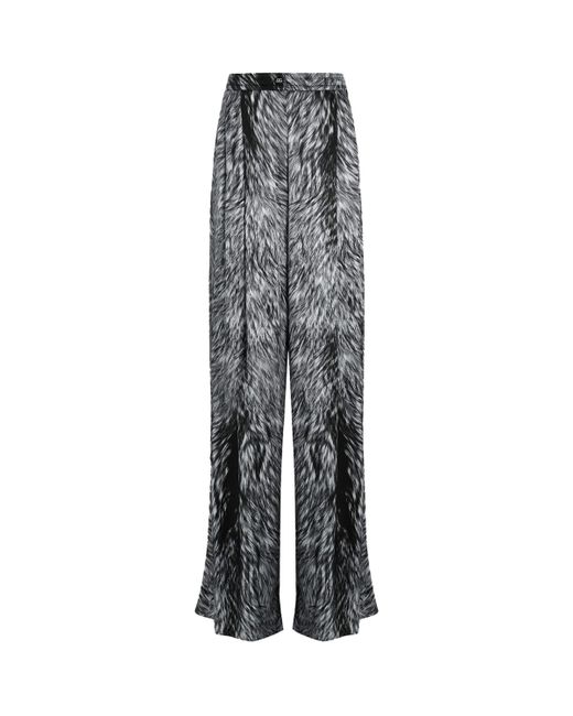 Dolce & Gabbana Gray Silk-Blend Printed Trousers
